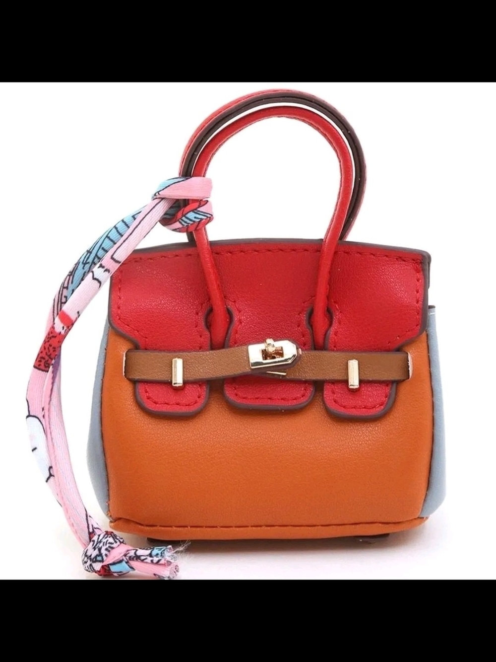 Colorblock Mini Tote in Red, Orange & Tan